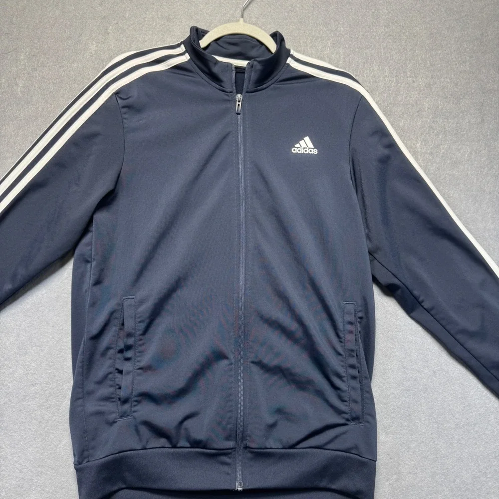 Adidas Track‎ Jacket Mens Full Zip Black  White Stripes Athleisure Size M
